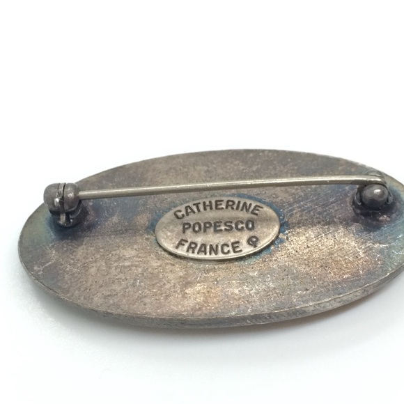 3/$30 VINTAGE 80S CATHERINE POPESCO FRANCE BROOCH BLACK ENAMEL RHINESTONES - Picture 10 of 12